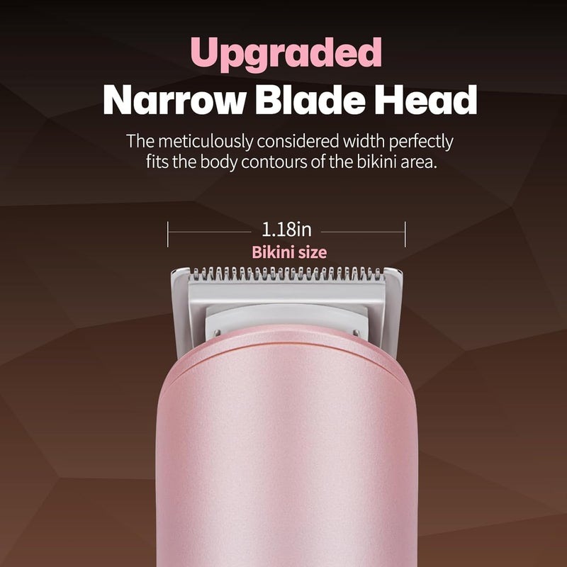 pritech Bikini Trimmer for Women - Rechargeable Pubic Hair Trimmer for Sensitive Skin, Wet&Dry Use, Pain-Free Electric Razor&Shaver with Standing Recharge Dock, Ideal Gift for Women, Pink Blue - Image 2